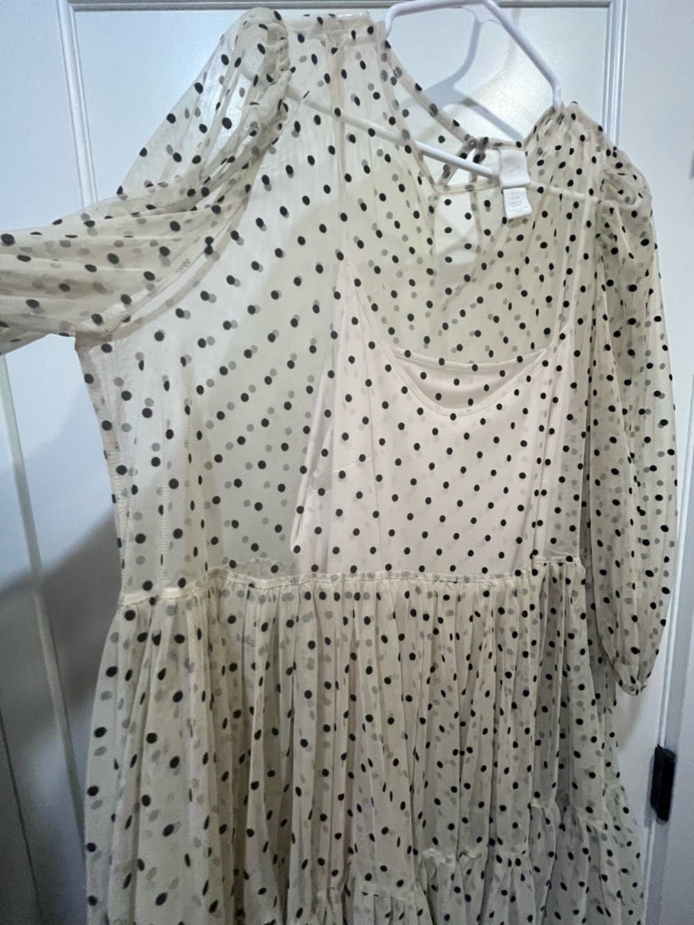 H&M Cream Midi Dress with Black Polka Dots - Picture 2 of 5